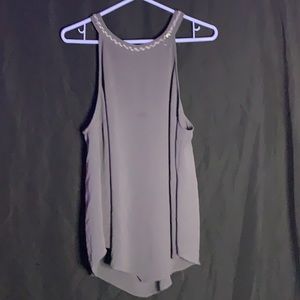 Fairly worn grey halter blouse w/ beaded neck
